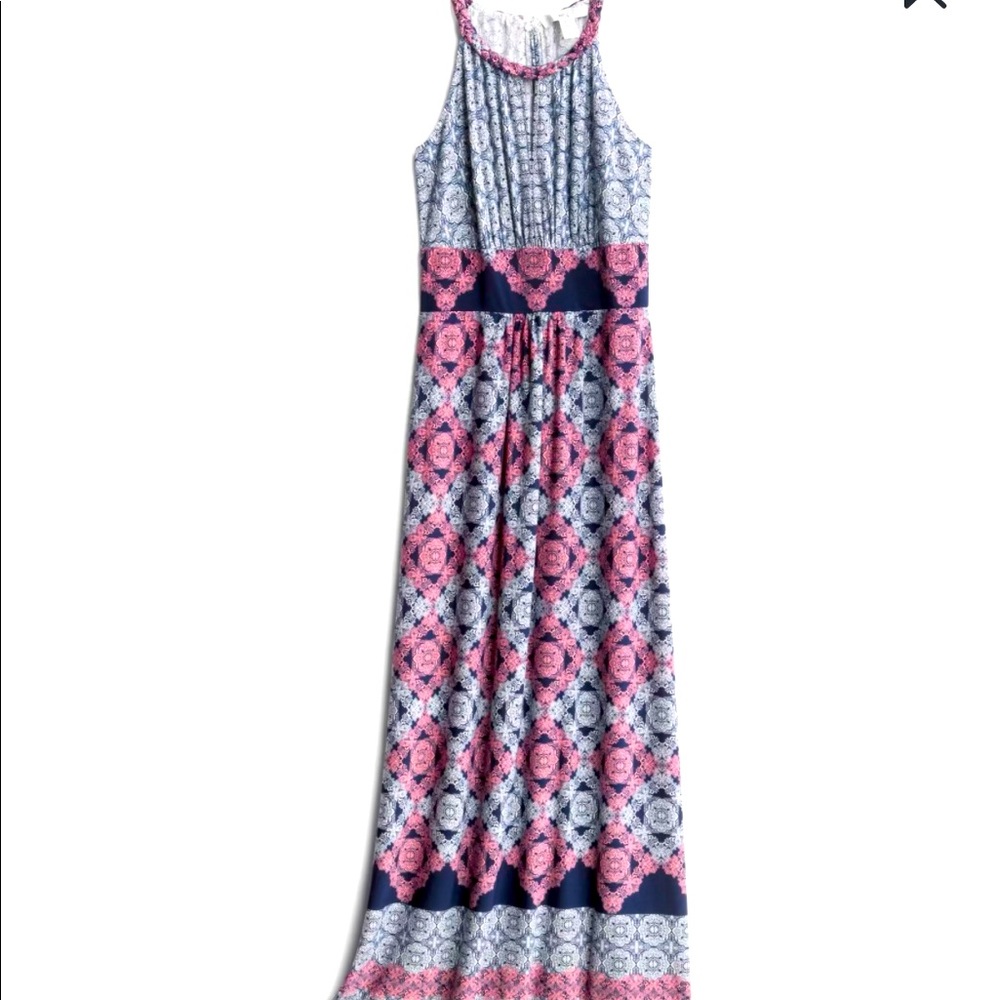 Wisp Comet Knit Maxi Dress, Coral & Navy size XS / 0